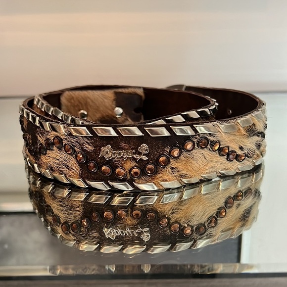 Kippy Acid Wash Hair on Hide belt with Swarovski Crystals RARE main image 9